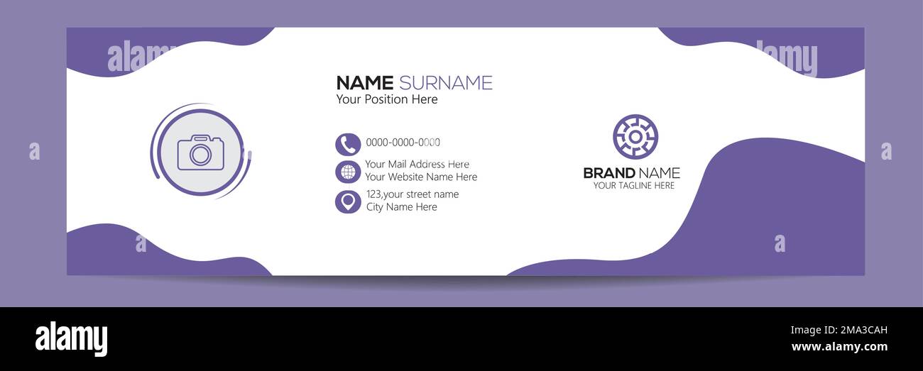 Design minimalista con modelli di firma e-mail o piè di pagina e copertina per i social media personali Illustrazione Vettoriale