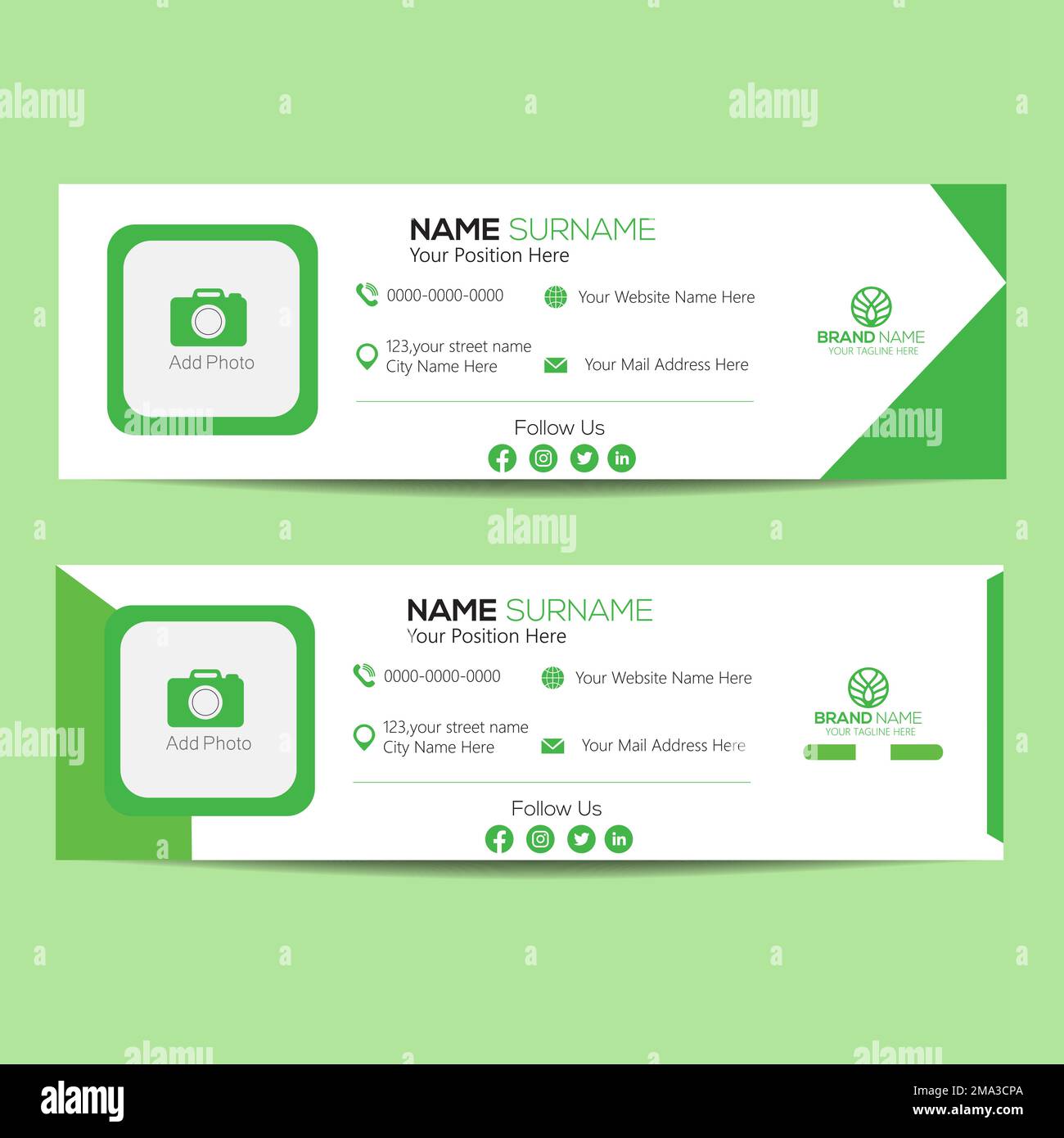 Design minimalista con modelli di firma e-mail o piè di pagina e copertina per i social media personali Illustrazione Vettoriale