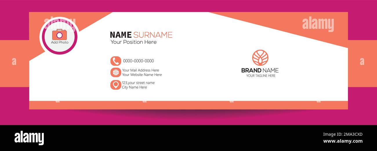 Design minimalista con modelli di firma e-mail o piè di pagina e copertina per i social media personali Illustrazione Vettoriale