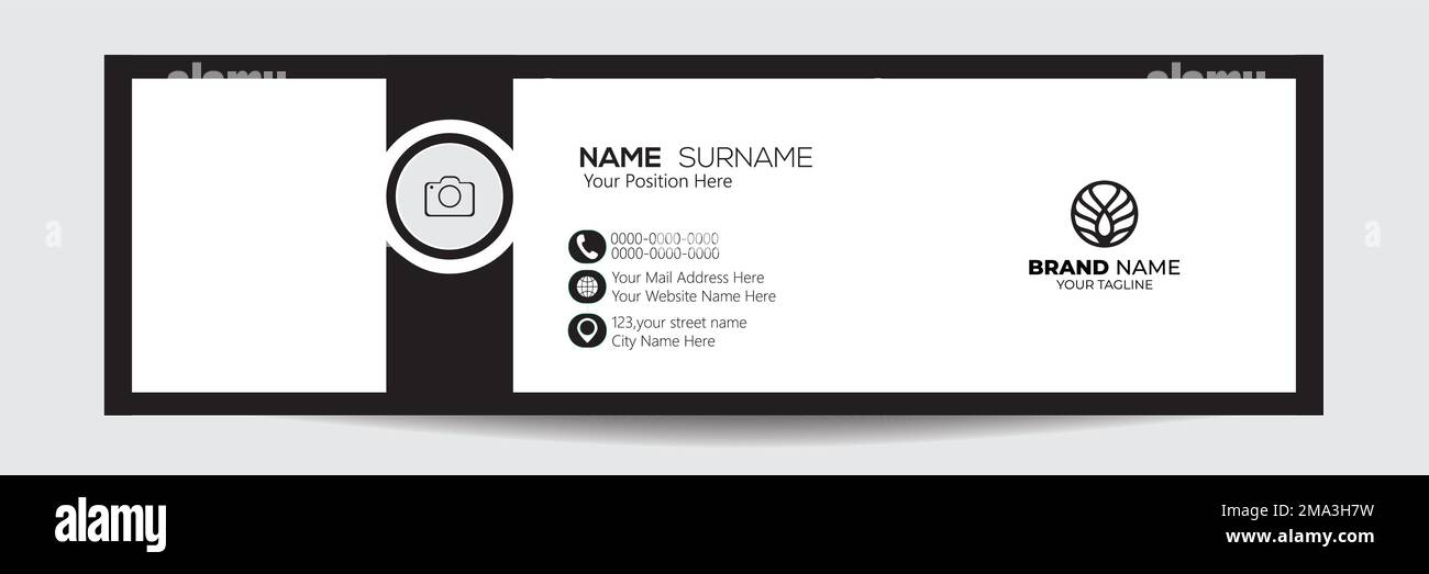 Design minimalista con modelli di firma e-mail o piè di pagina e copertina per i social media personali Illustrazione Vettoriale