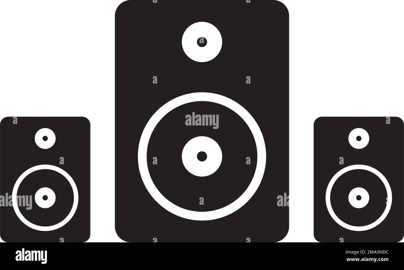 disegno del logo di illustrazione vettoriale del sistema audio Illustrazione Vettoriale