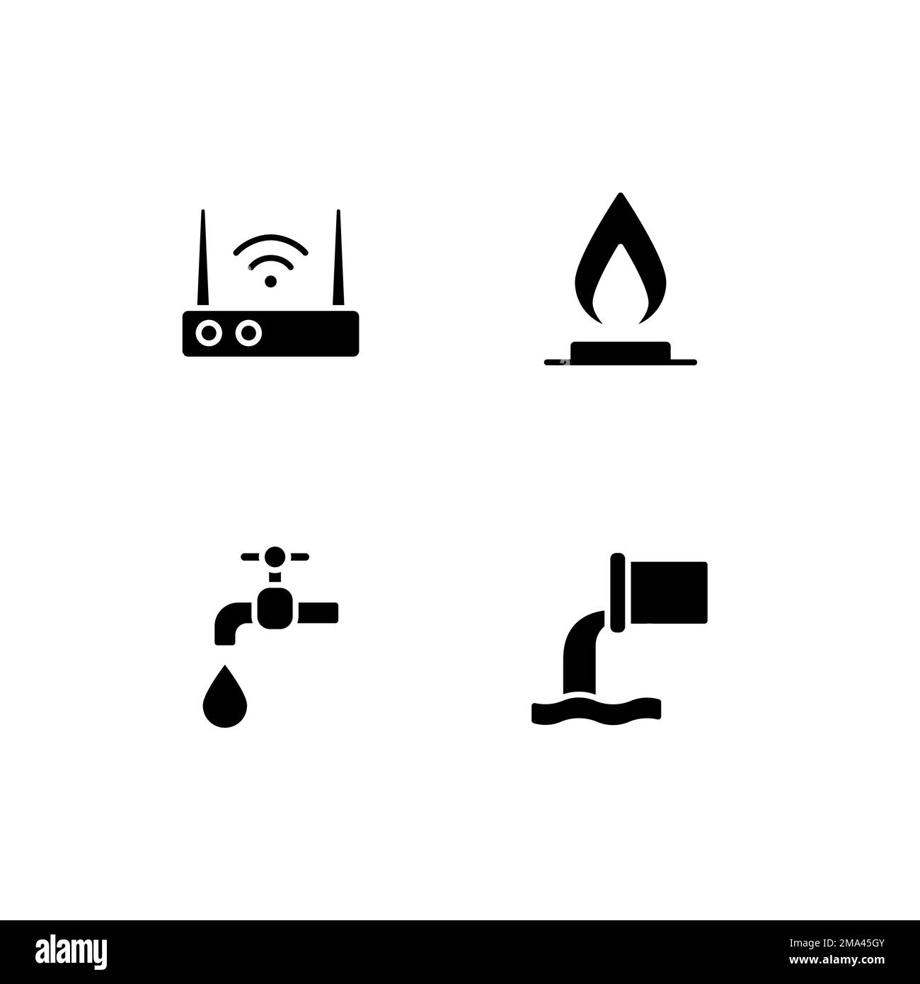 Home servizi icone glyph nero impostato su spazio bianco Illustrazione Vettoriale