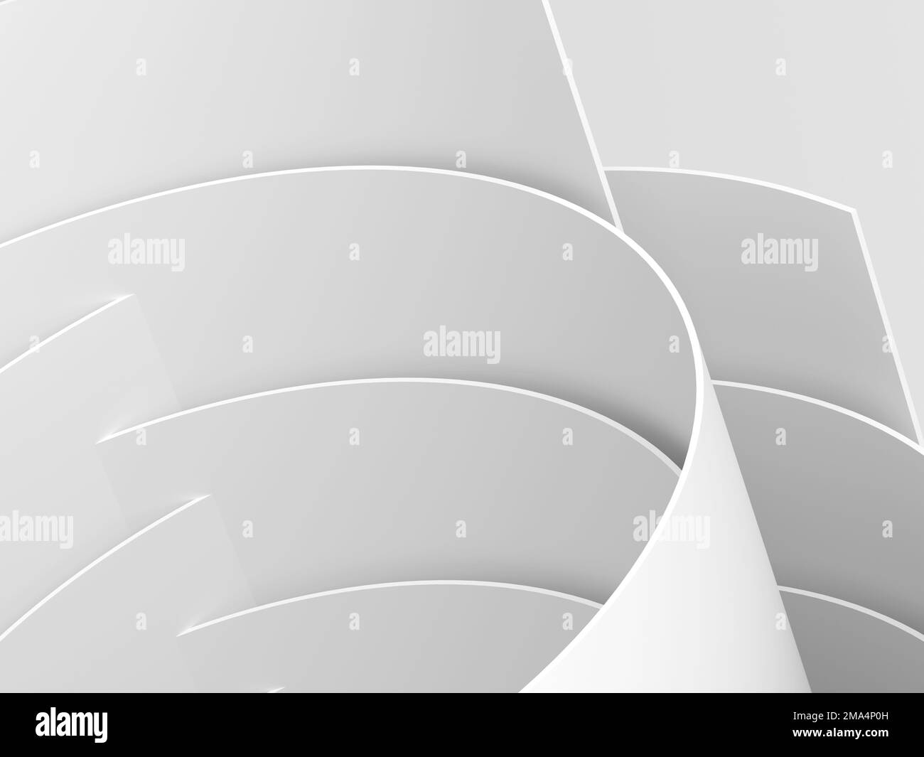 Sfondo minimo astratto, spirali bianche intersecate, architettura parametrica. illustrazione del rendering 3d Foto Stock