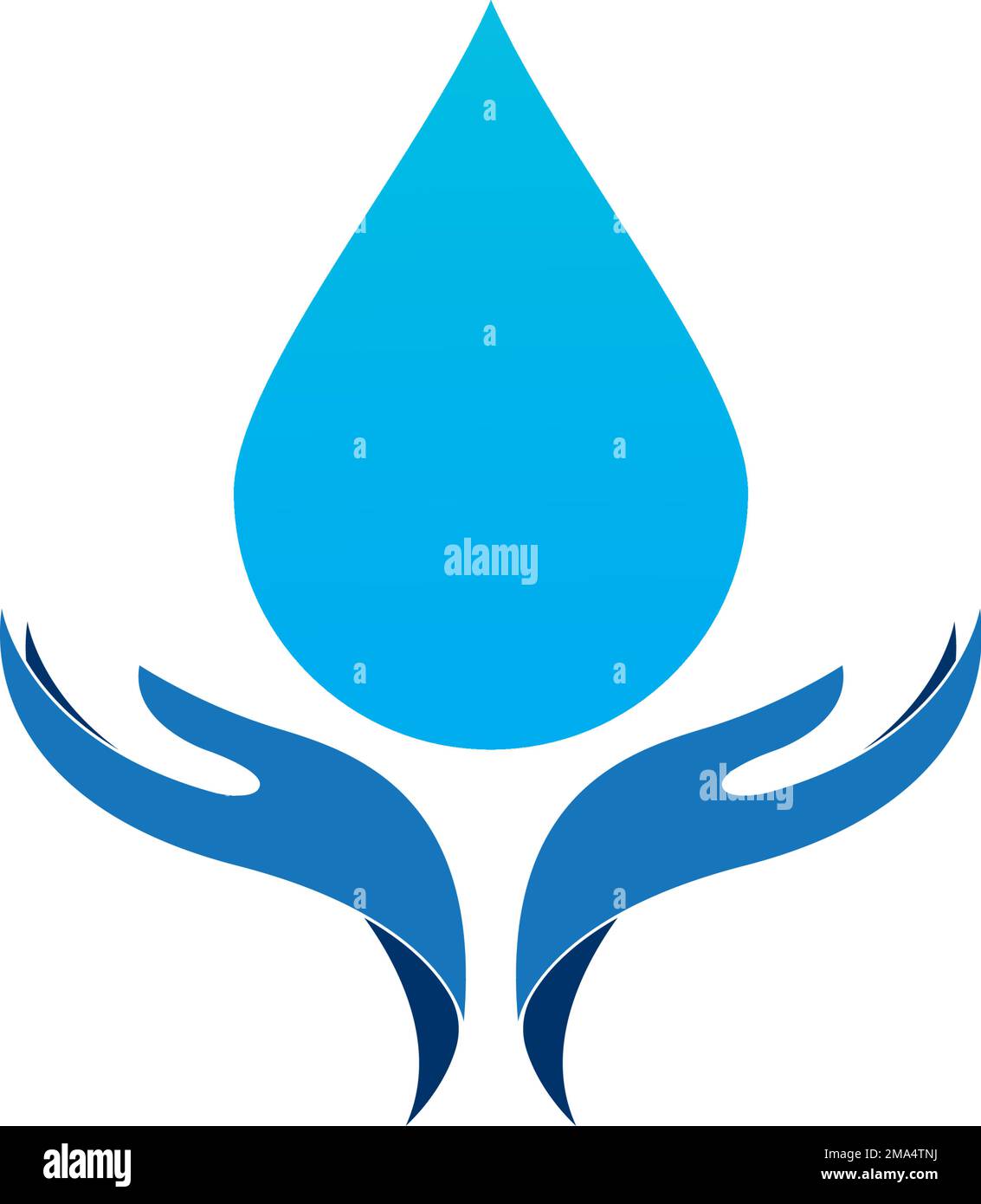 logo water drop and hand, icona per la cura dell'ambiente e il risparmio di acqua pulita, modello di illustrazione vettoriale. Illustrazione Vettoriale