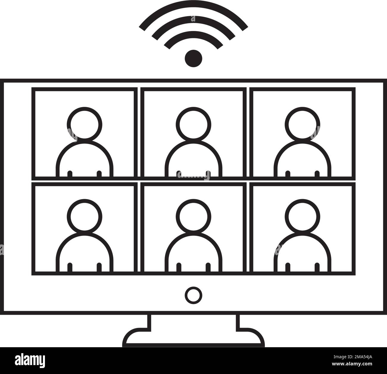icona riunione virtuale, disegno simbolo illustrazione vettoriale Illustrazione Vettoriale