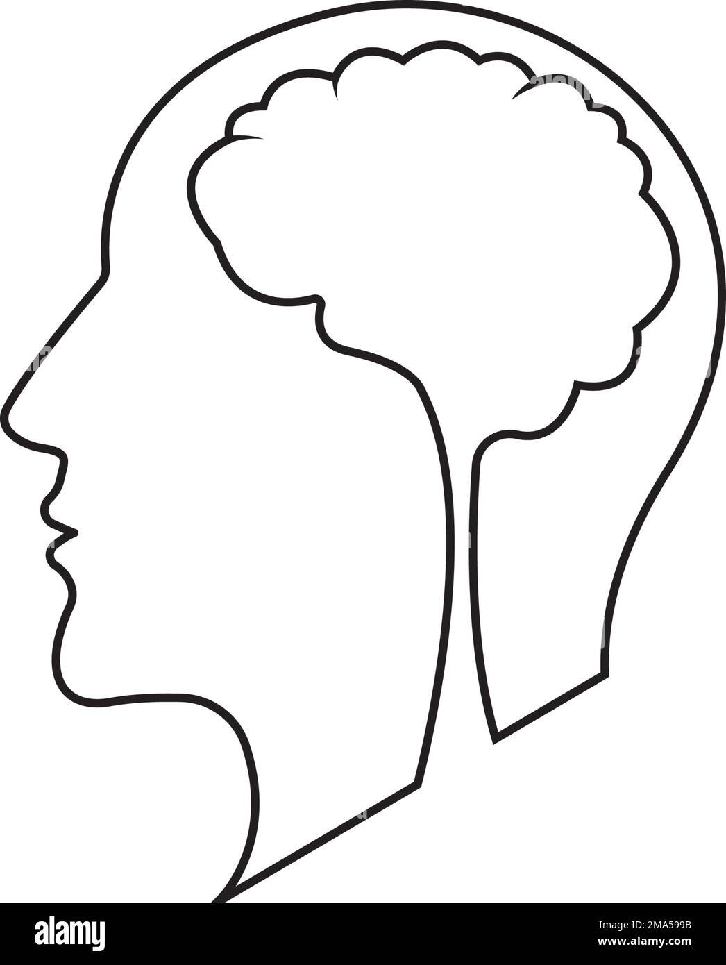Disegno del logo di illustrazione vettoriale dell'icona del cervello umano Illustrazione Vettoriale
