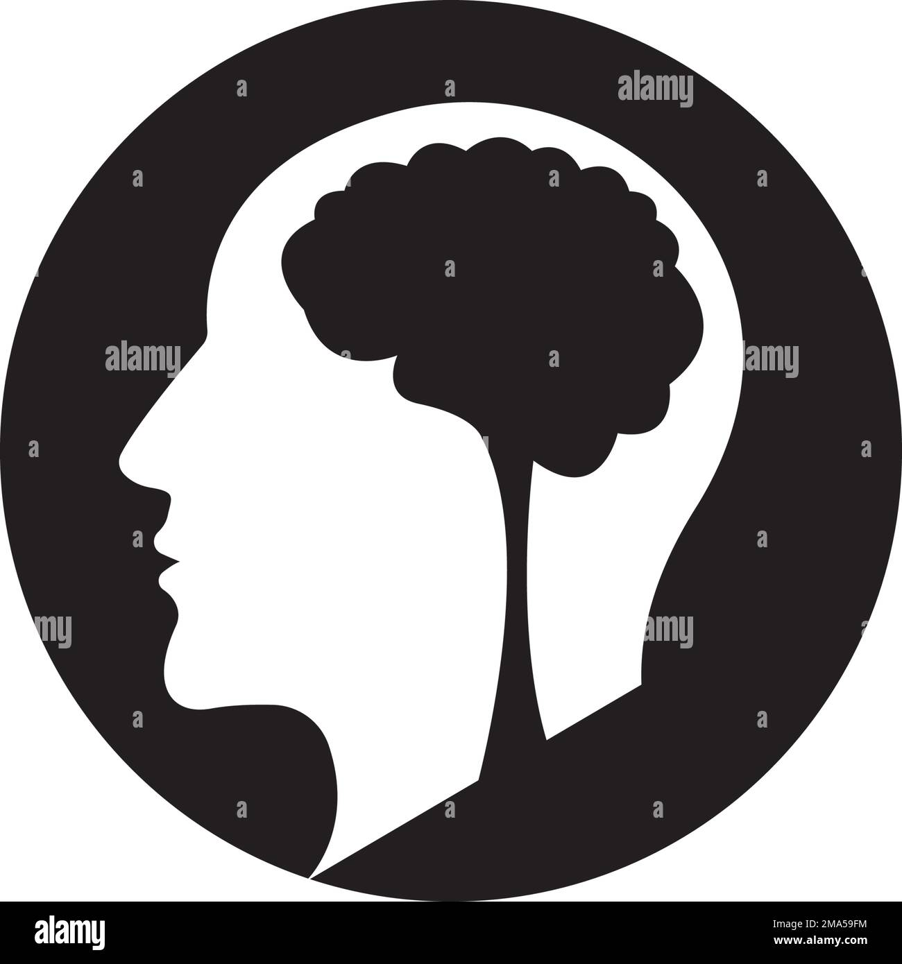 Disegno del logo di illustrazione vettoriale dell'icona del cervello umano Illustrazione Vettoriale