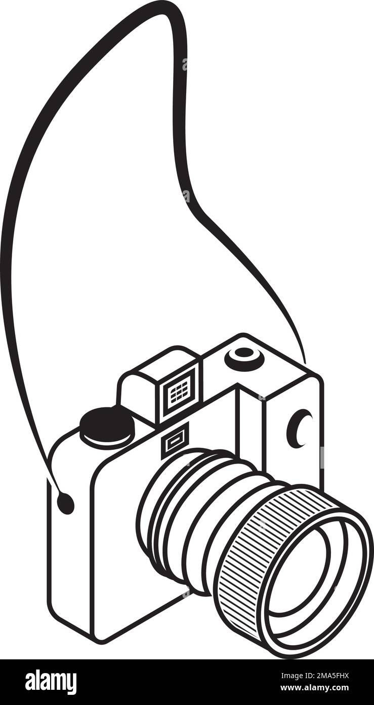 Disegno del logo dell'illustrazione vettoriale dell'icona della fotocamera Illustrazione Vettoriale