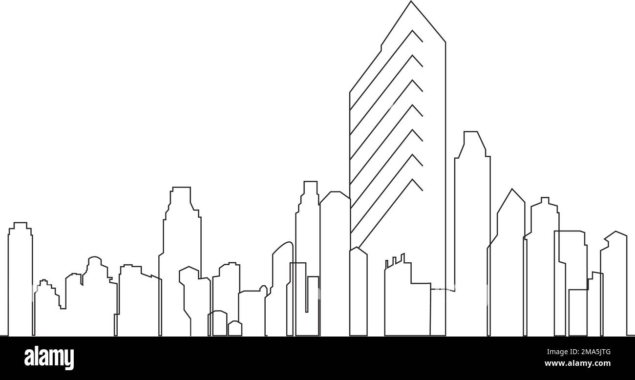 Skyline della città, illustrazione vettoriale della silhouette della città in design piatto Illustrazione Vettoriale