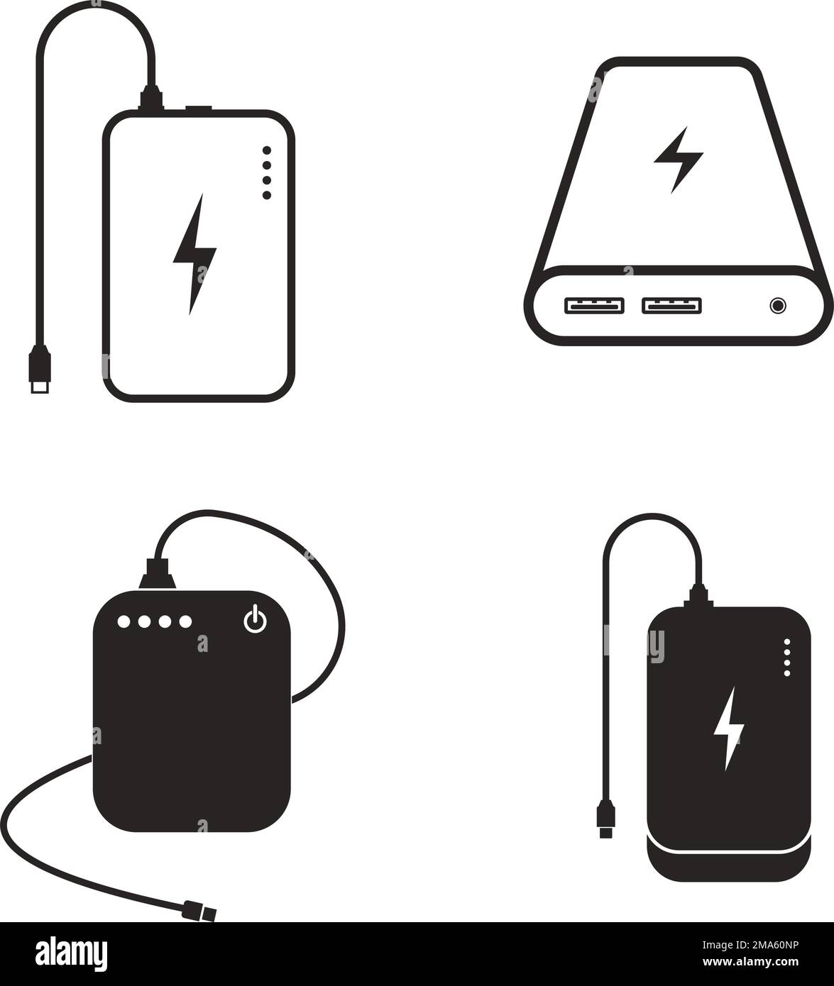 illustrazione dell'icona del power bank, dispositivo di ricarica portatile, vector eps 10 Illustrazione Vettoriale