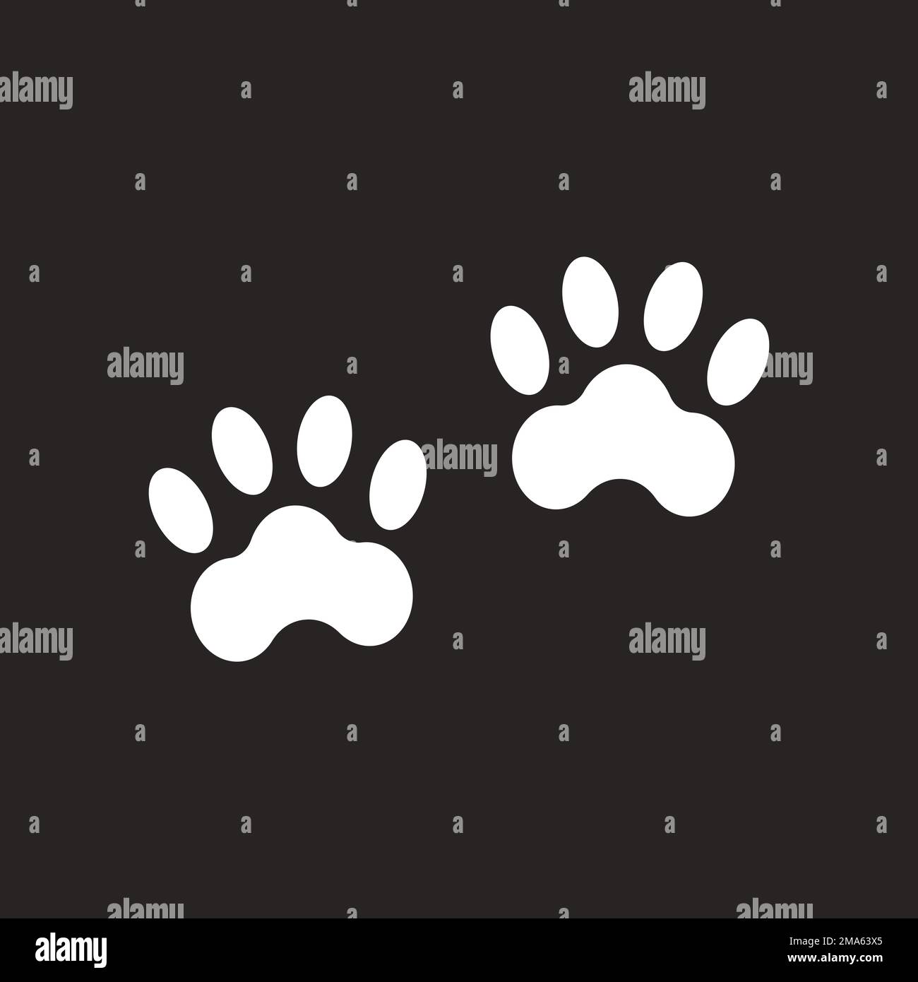 Dog o Cat Paw Print, piede animale. Sfondo del logo dell'illustrazione dell'icona del vettore piatto. Illustrazione Vettoriale