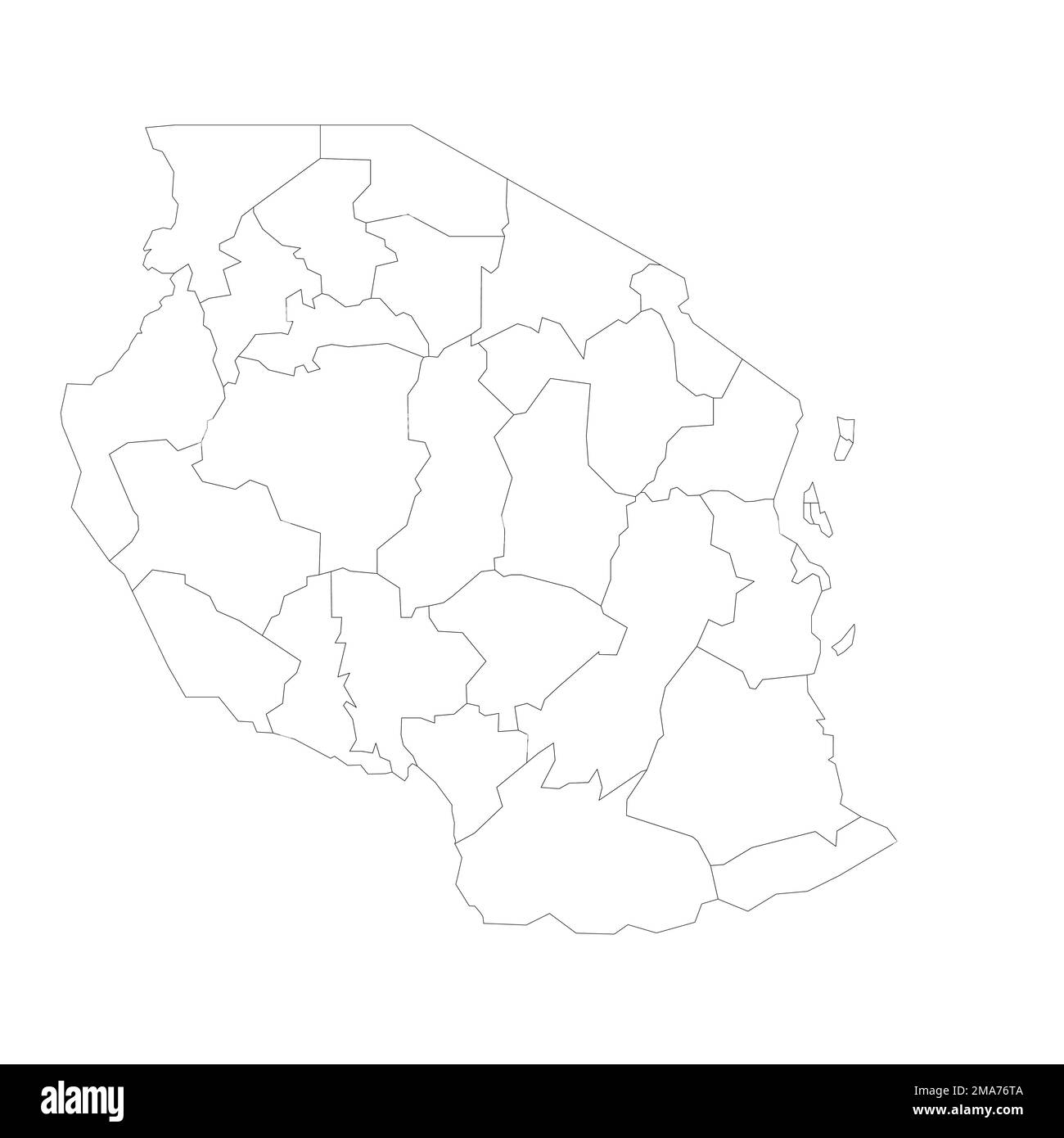 Tanzania mappa politica delle divisioni amministrative Illustrazione Vettoriale