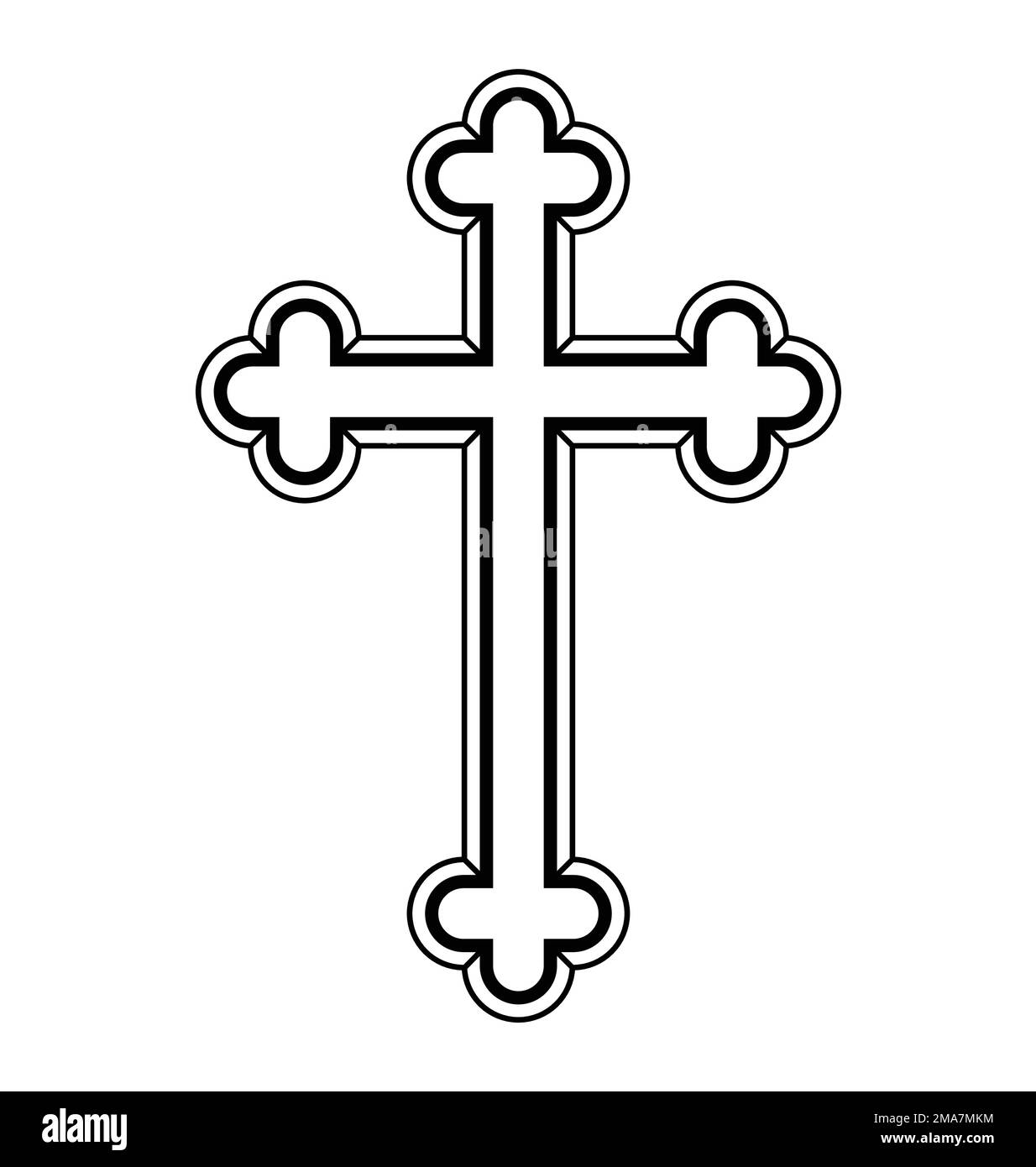 bellissimo vettore crocifisso cristiano a croce smussato isolato su sfondo bianco Illustrazione Vettoriale