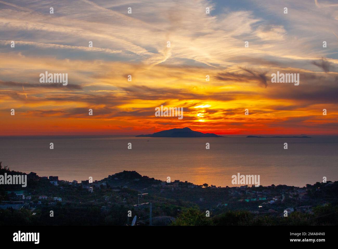 Tramonto sul mare Capri - Italia Foto Stock