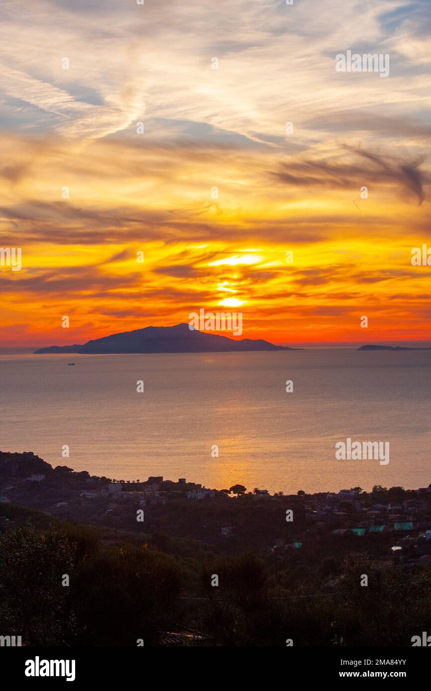 Tramonto sul mare Capri - Italia Foto Stock