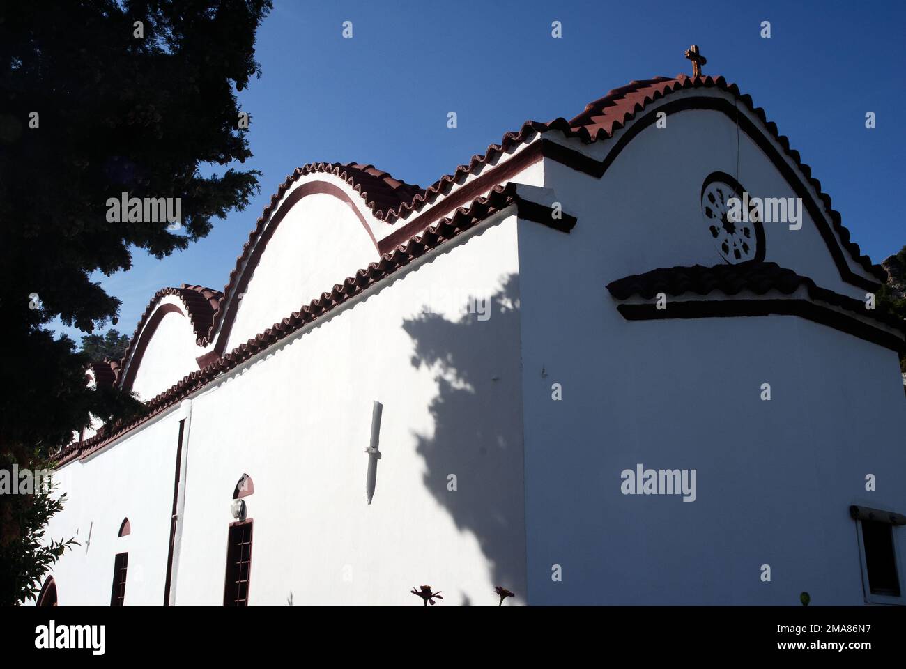 Grecia, Dodecaneso, isola di Rodi, villaggio tradizionale Platanias Foto Stock