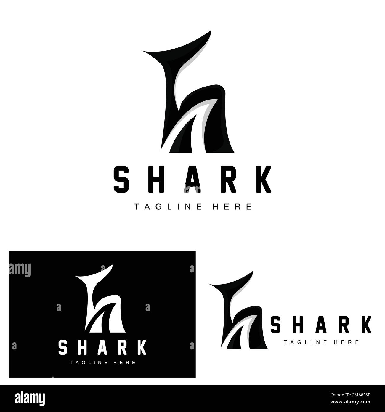 Logo Shark, illustrazione vettoriale Wild Fish, Ocean Predator, icona del design del marchio del prodotto Illustrazione Vettoriale