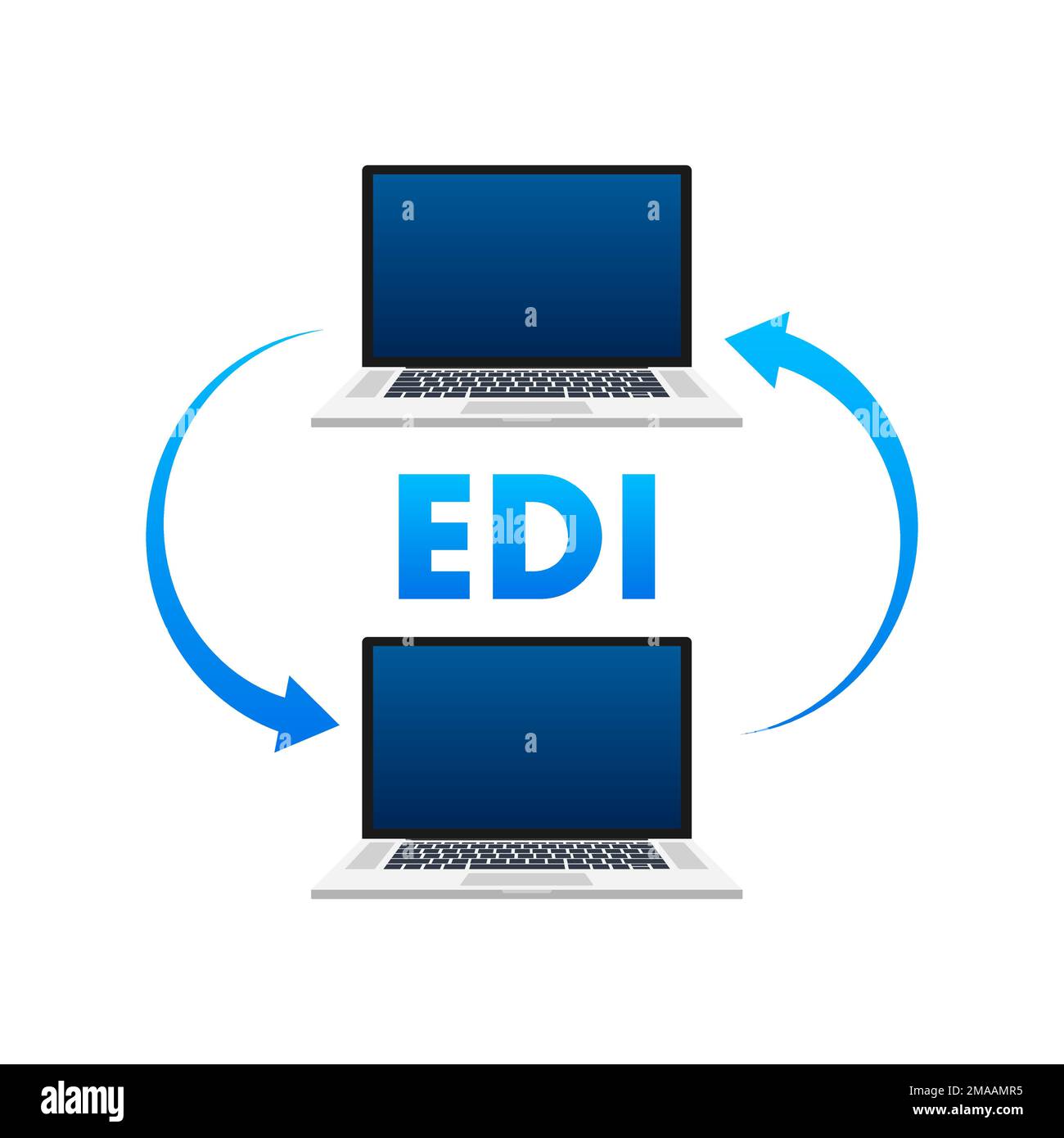EDI - segnale di scambio dati elettronico, etichetta. Interscambio dati. Icona EDI. Illustrazione del vettore. Illustrazione Vettoriale