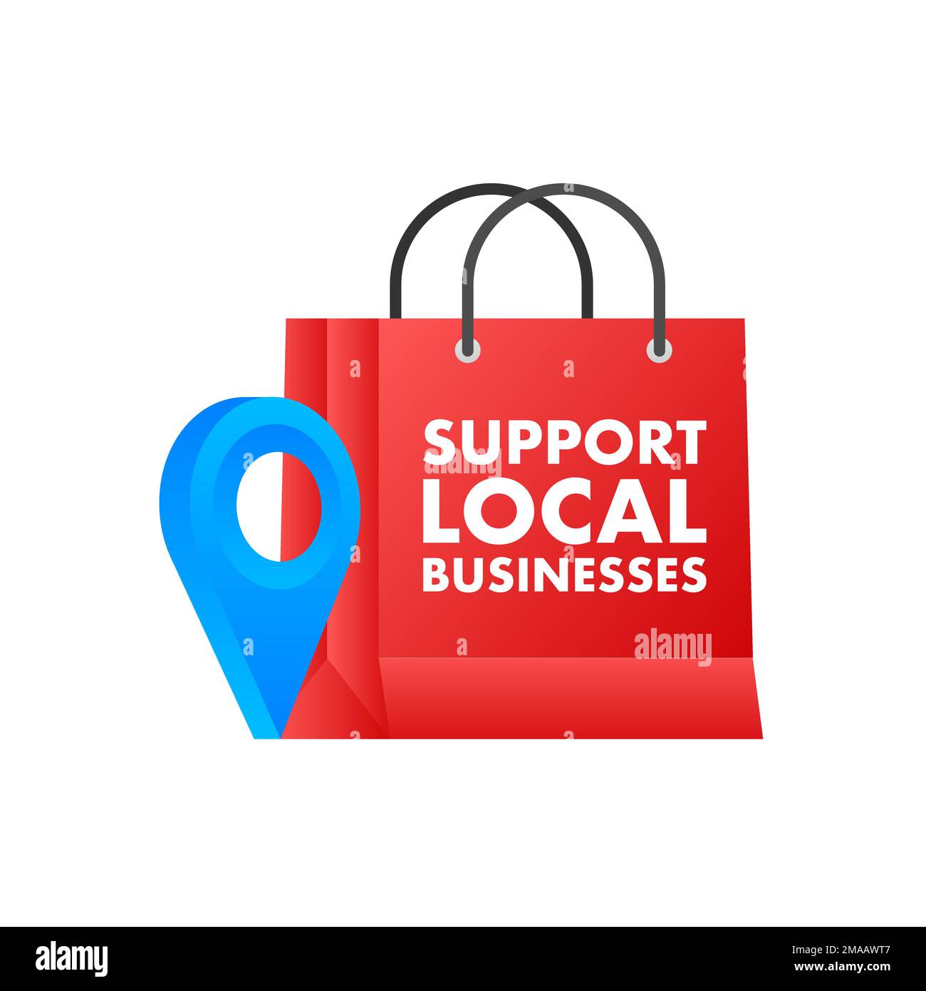 Supportare le aziende locali. Negozio locale. Acquista Small Business. Illustrazione del vettore. Illustrazione Vettoriale