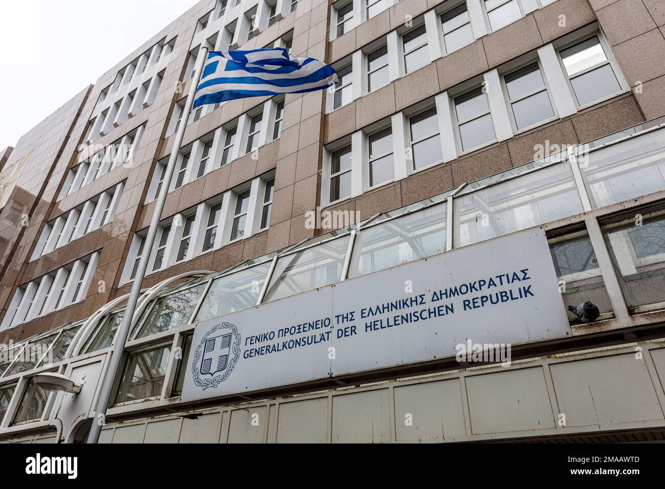 Consolato generale della Repubblica ellenica, Grecia, a Bertha-von-Suttner-Platz Foto Stock