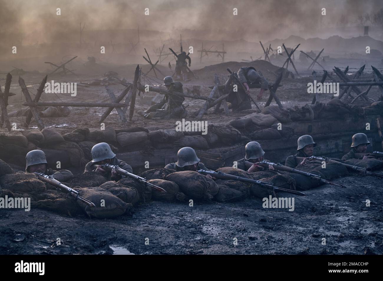 Tutto tranquillo sulla scena del campo di battaglia della Western Front Line Foto Stock