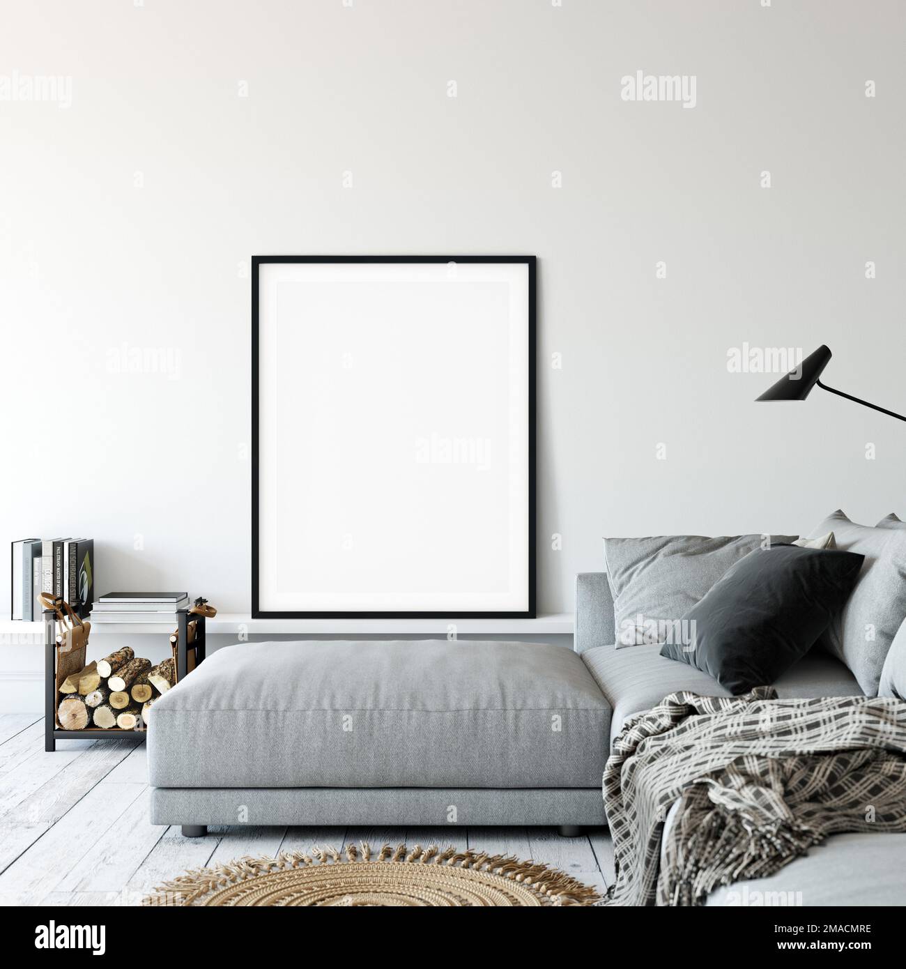 mockup dalla stanza interna con cornice e sfondo Foto Stock