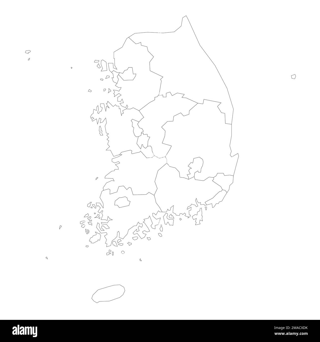 Corea del Sud carta politica delle divisioni amministrative - province, città metropolitane, città speciale di Seolu e città speciali auto-governanti di Sej Illustrazione Vettoriale