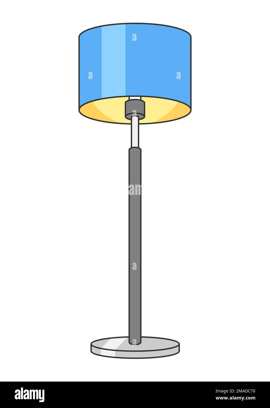 Immagine della lampada da terra. Apparecchiature di illuminazione elettrica. Immagine industriale o aziendale. Icona per il sito Web e il negozio. Illustrazione Vettoriale