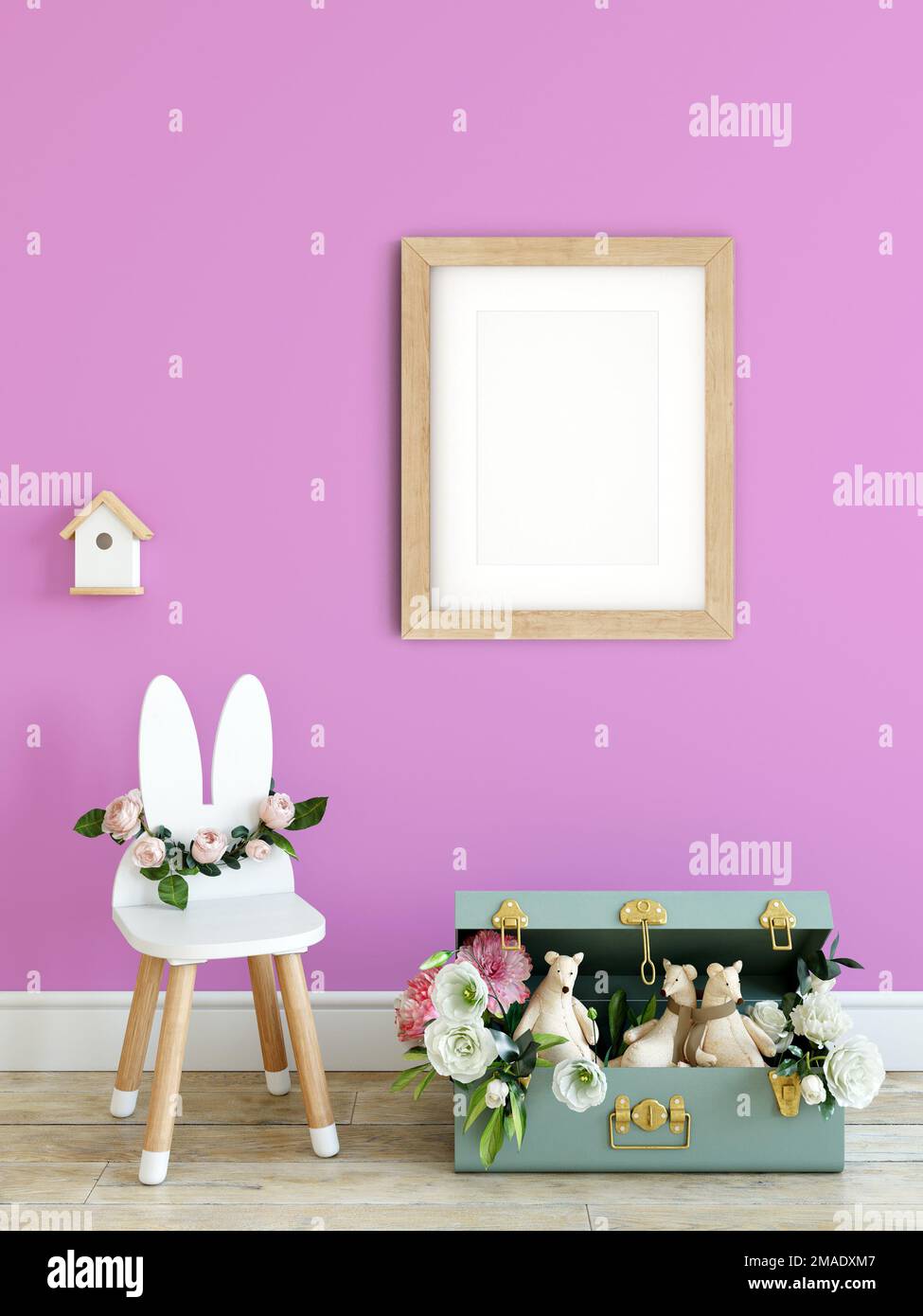 mockup dalla stanza interna del bambino con lo sfondo colorato Foto Stock