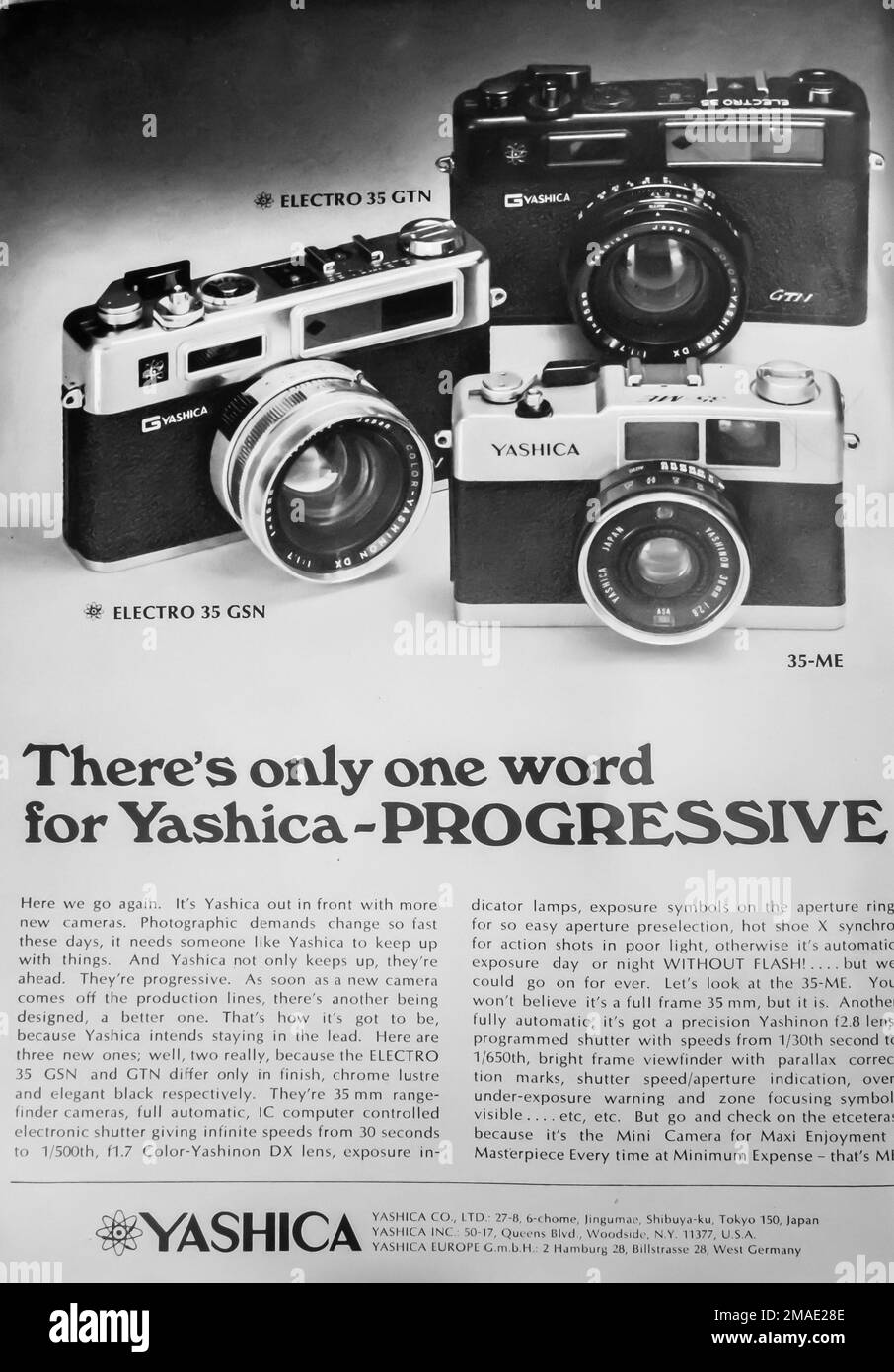 Yashica ME telecamere pubblicità in una rivista 1973 Foto Stock