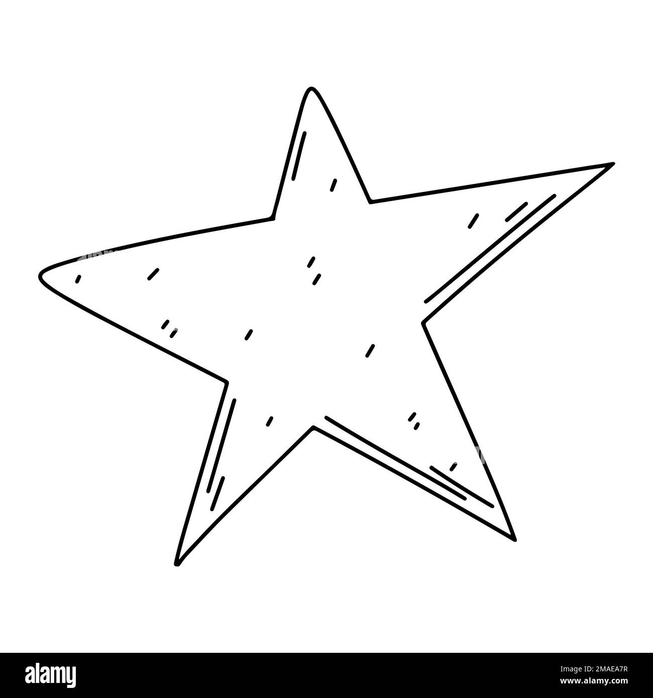 Stella singola in stile doodle disegnata a mano. Illustrazione vettoriale isolata su sfondo bianco Illustrazione Vettoriale