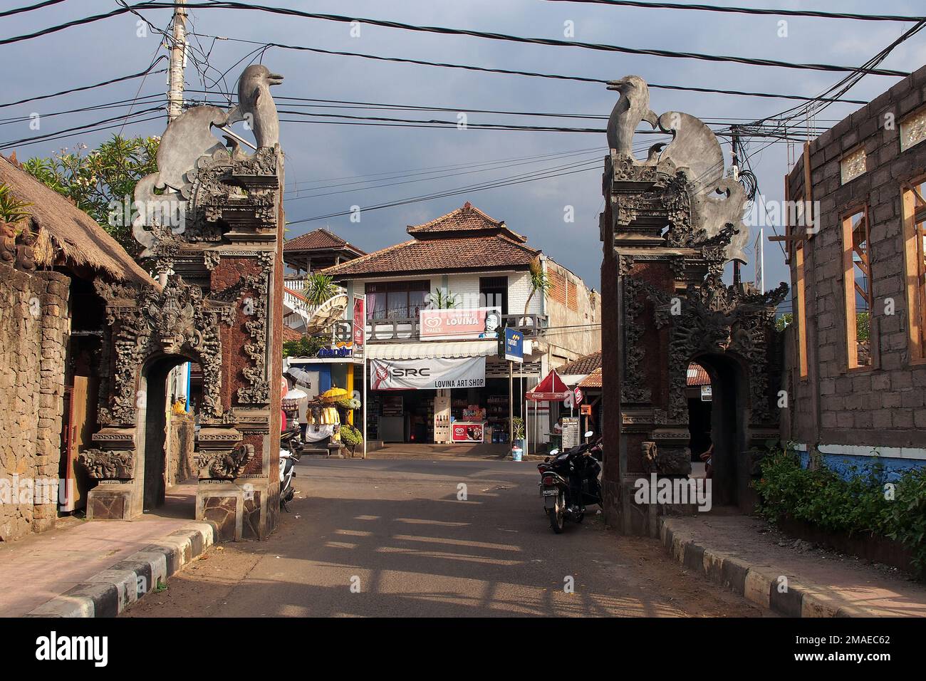 Gate, Lovina, Buleleng Regency, Bali, Indonesia, Asia Foto Stock