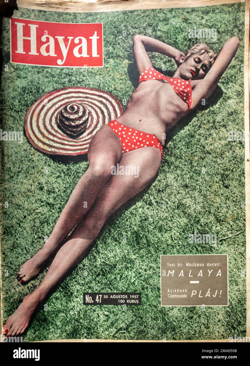 Hayat copertina rivista turca agosto 1957 Foto Stock