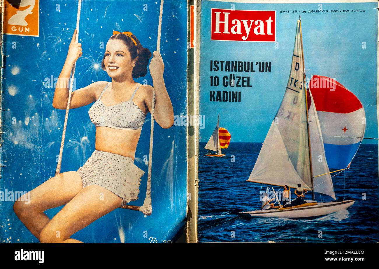 Hayat e la rivista turca 7Gun copertine 1960s Foto Stock