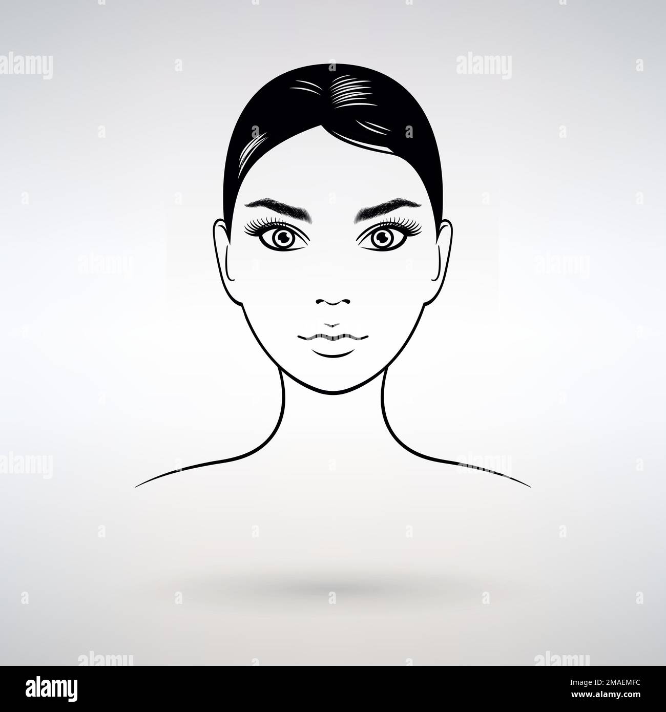 icona di una bella faccia femminile su uno sfondo chiaro Illustrazione Vettoriale