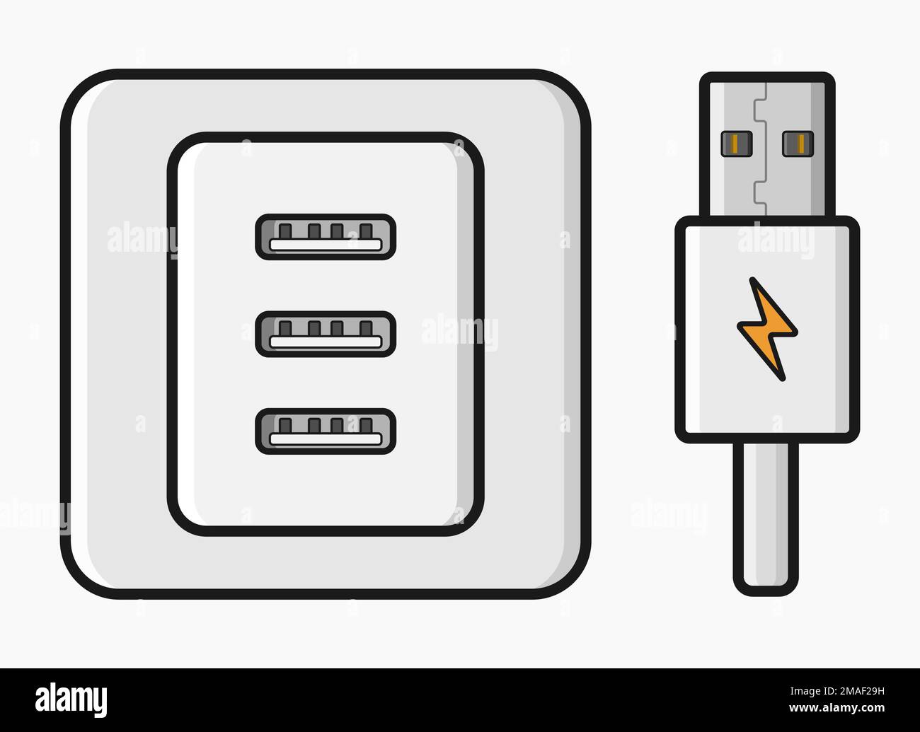 illustrazione vettoriale piatta della presa usb Illustrazione Vettoriale