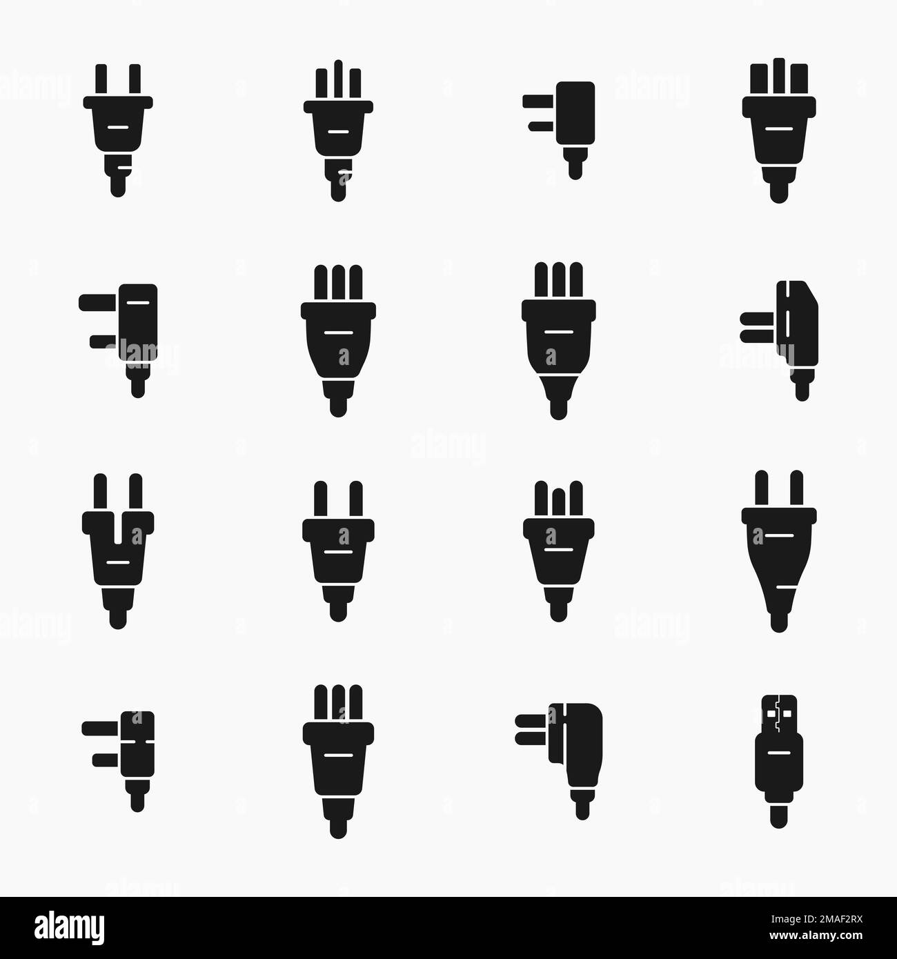 spina di alimentazione standard mondiali icone forma set vettoriale piatto illustrazione Illustrazione Vettoriale