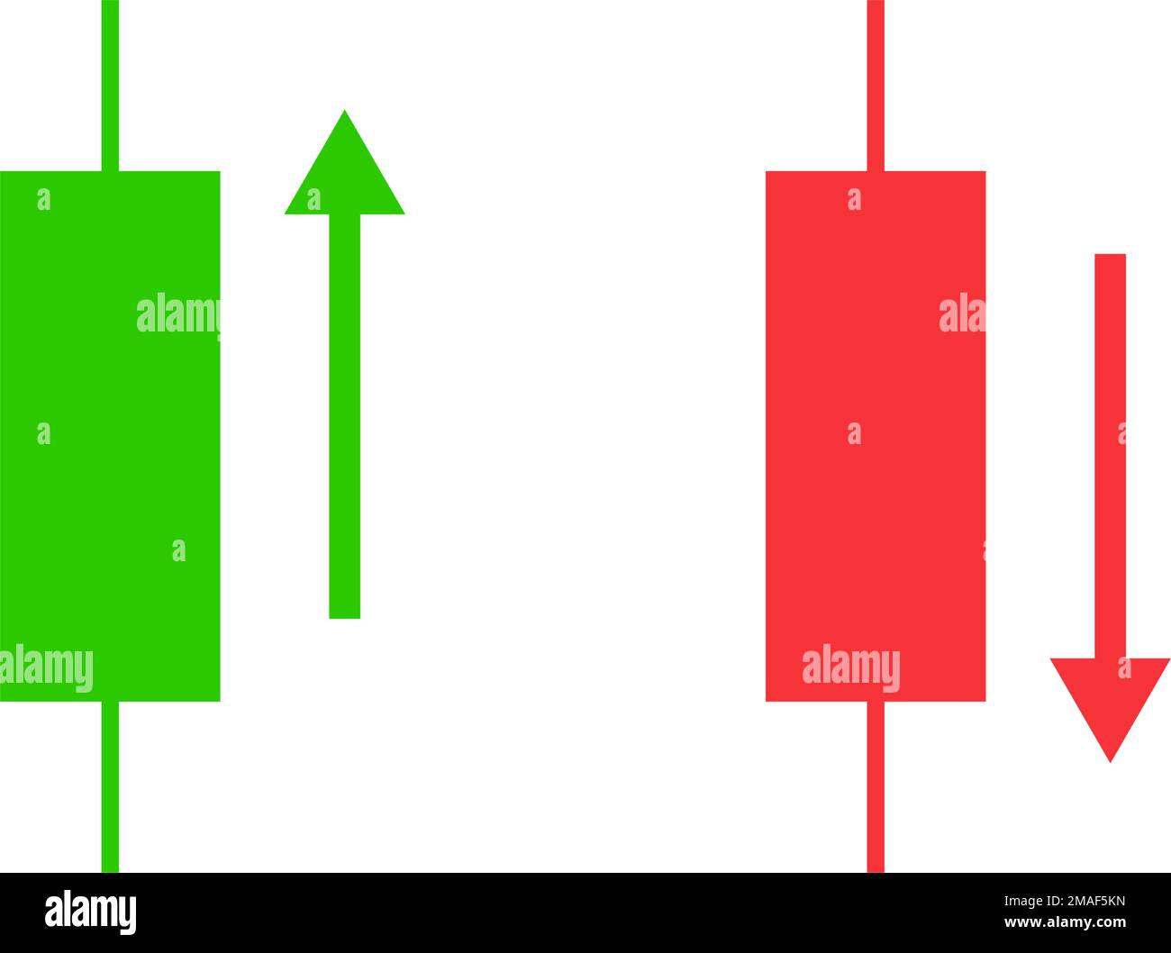Set di icone candele crescente e decrescente. Volatilità del mercato azionario. Vettore modificabile. Illustrazione Vettoriale