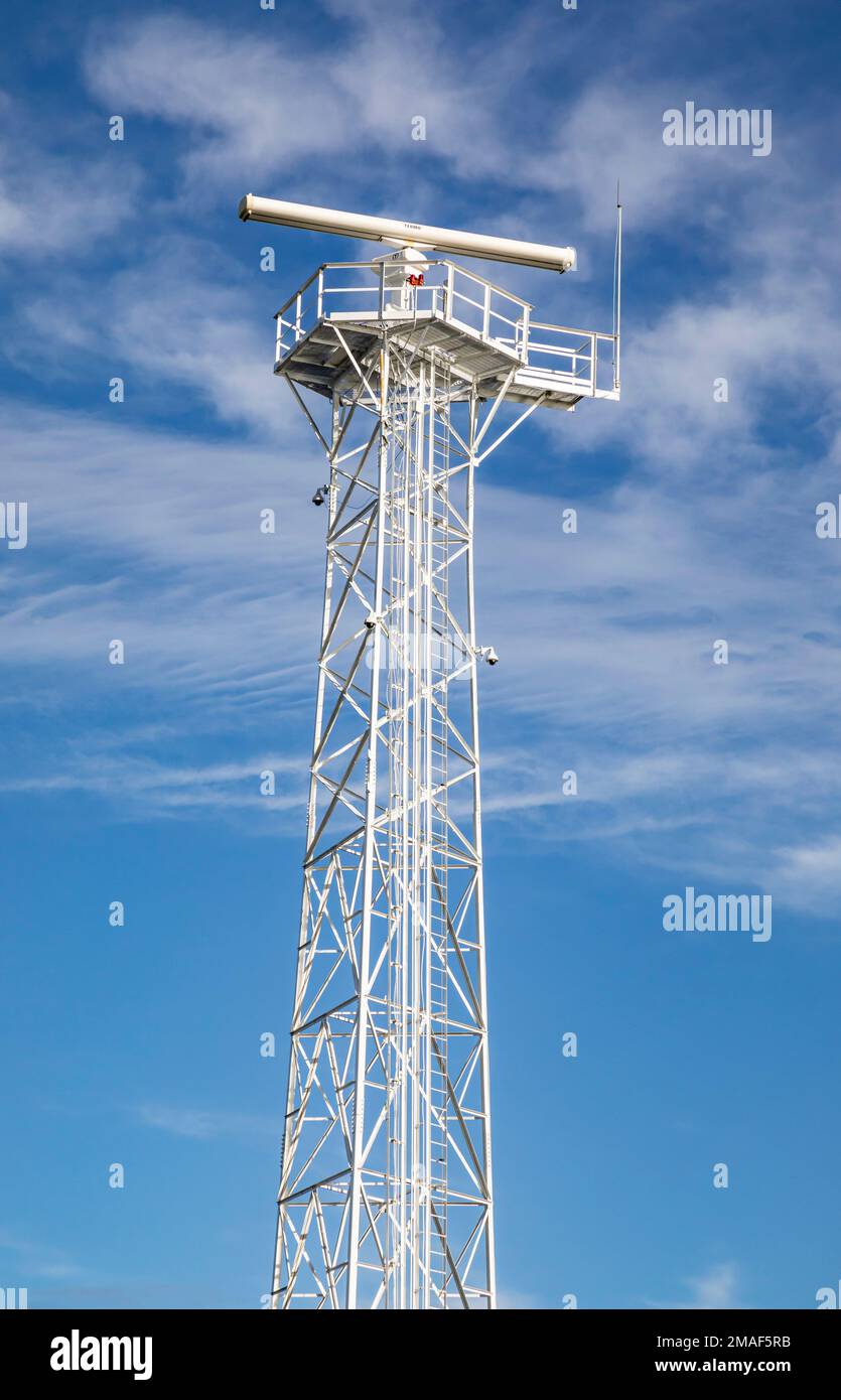 WA22964-00...WASHINGTON - torretta di segnalazione situata vicino al faro di West Point nel Discovery Park di Seattle. Foto Stock