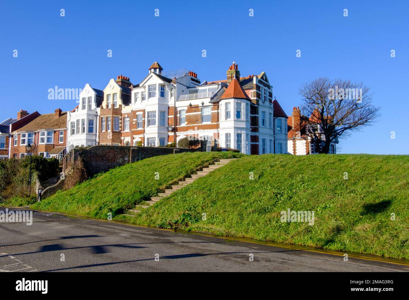 Hastings, case su Castle Hill Road, East Sussex, Regno Unito Foto Stock
