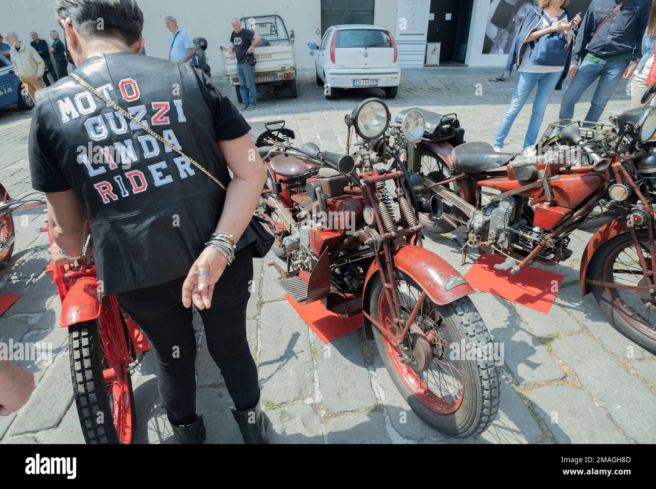 Mostra delle moto d'epoca Moto Guzzi, Genova, Italia Foto Stock