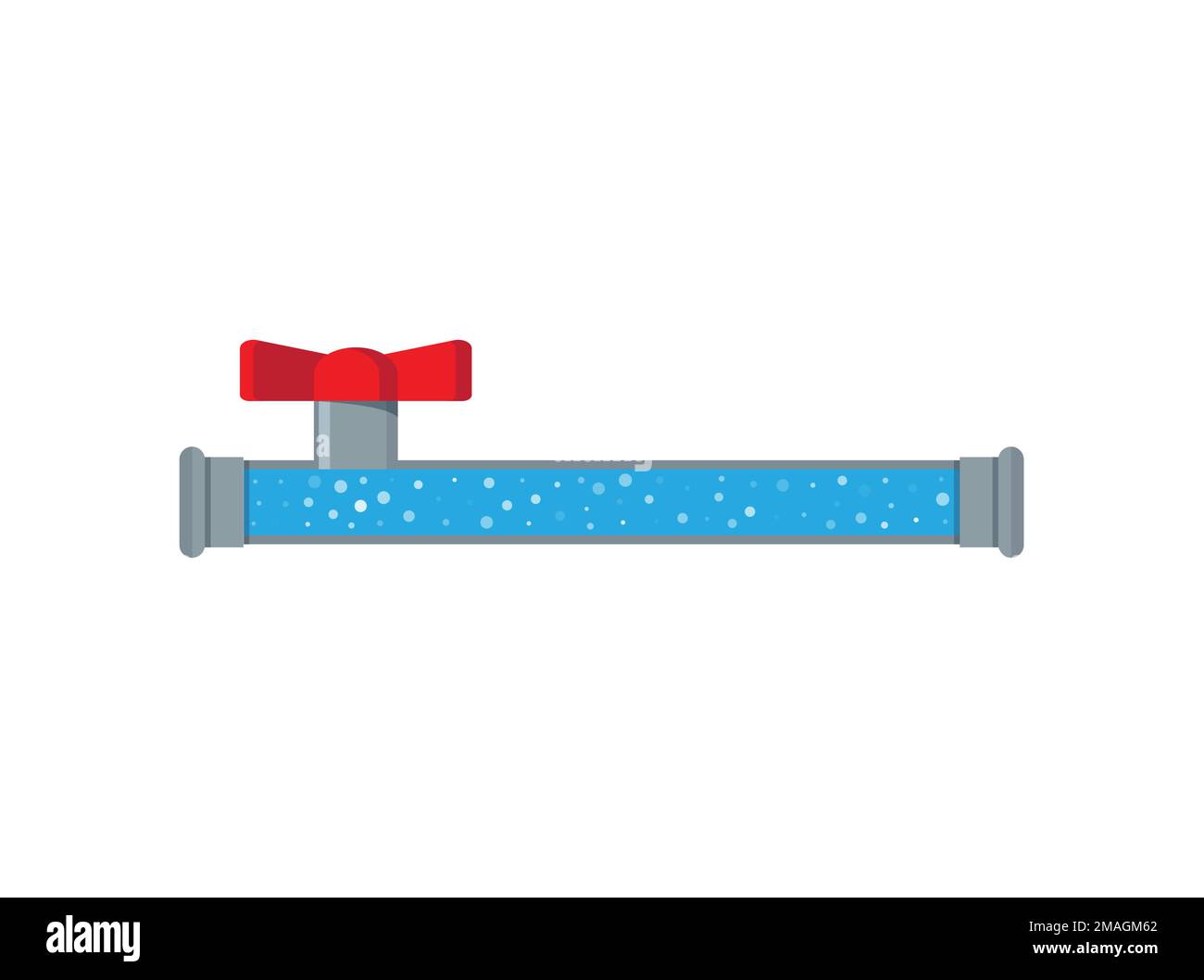 Un'illustrazione del materiale vettoriale con tubo intasato e rifiuti all'interno isolati su uno sfondo bianco. Il tubo sezionale è ostruito, acqua morchia. Uno sto piatto Illustrazione Vettoriale