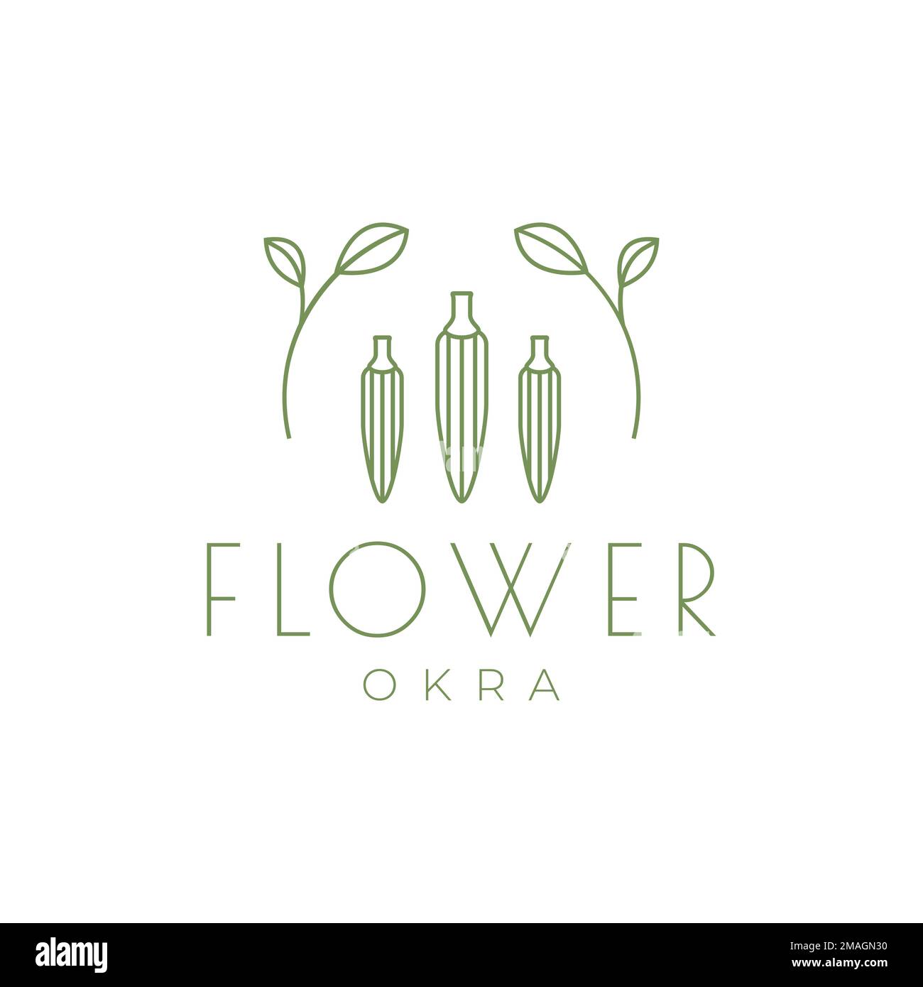 verdure okra gusto unico spezie cibo linea di cottura minimal femminile logo design vettoriale icona modello illustrazione Illustrazione Vettoriale