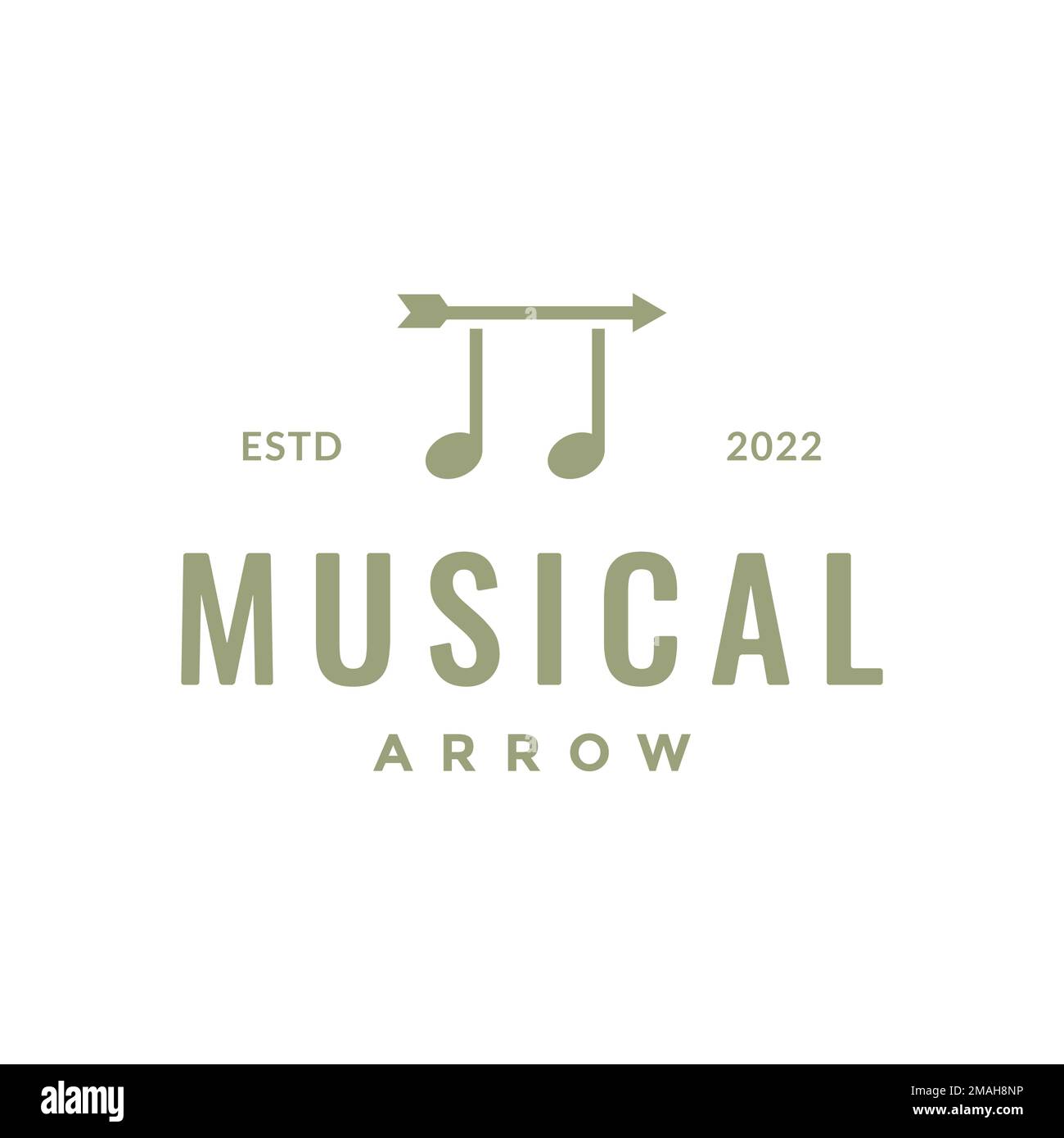 strumento musica note frecce canzone hipster logo disegno vettore icona modello di illustrazione Illustrazione Vettoriale