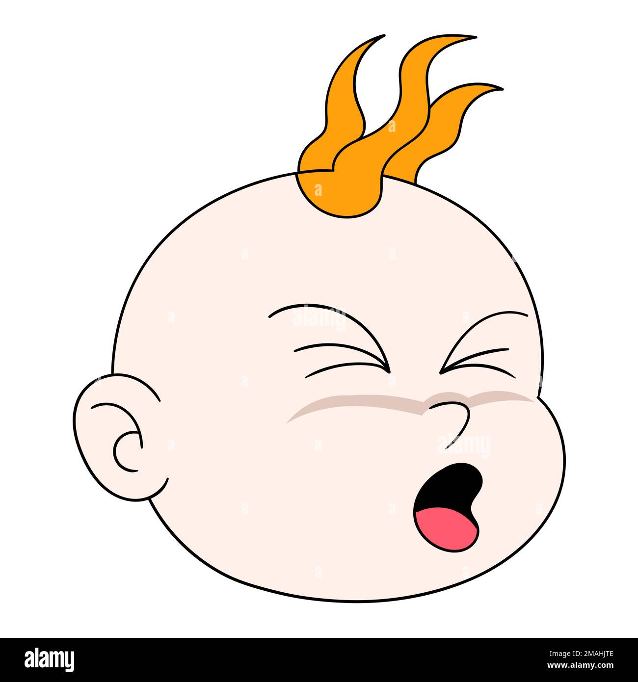 testa del bambino dell'emoticon che chiude gli occhi che accigliano il volto che mostra il dislike. disegno vettoriale Illustrazione Vettoriale