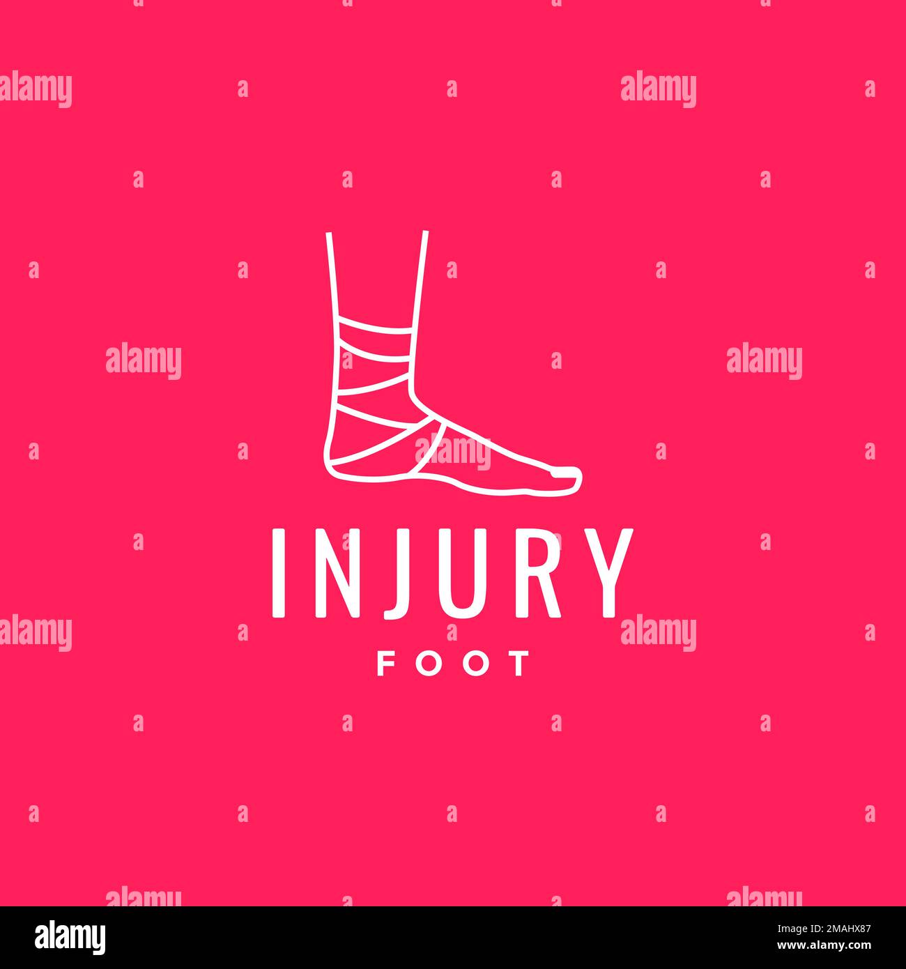 piede gamba malata bendaggio trattamento ferire la salute medica linee minime logo disegno vettore icona modello di illustrazione Illustrazione Vettoriale
