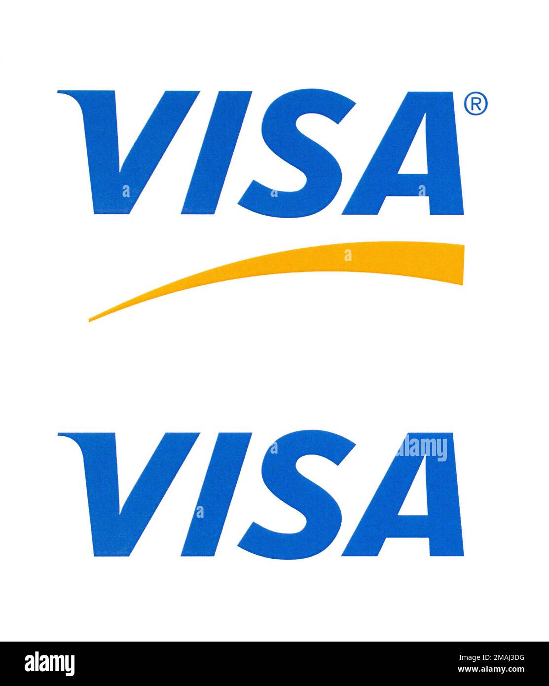Chisinau, Moldova - 19 settembre 2018: Logo Visa stampato sulla carta e posto su sfondo bianco.Visa - multinazionale americana che fornisce Foto Stock