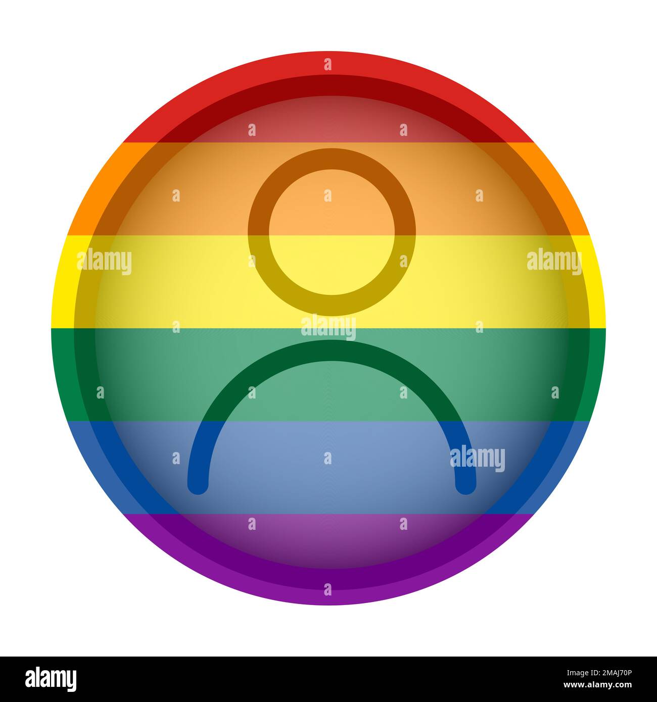 Bandiera iridata di orgoglio icona utente. LGBTQ Avatar Profile, Social Media User Circle 3D Shape style. Illustrazione vettoriale Illustrazione Vettoriale