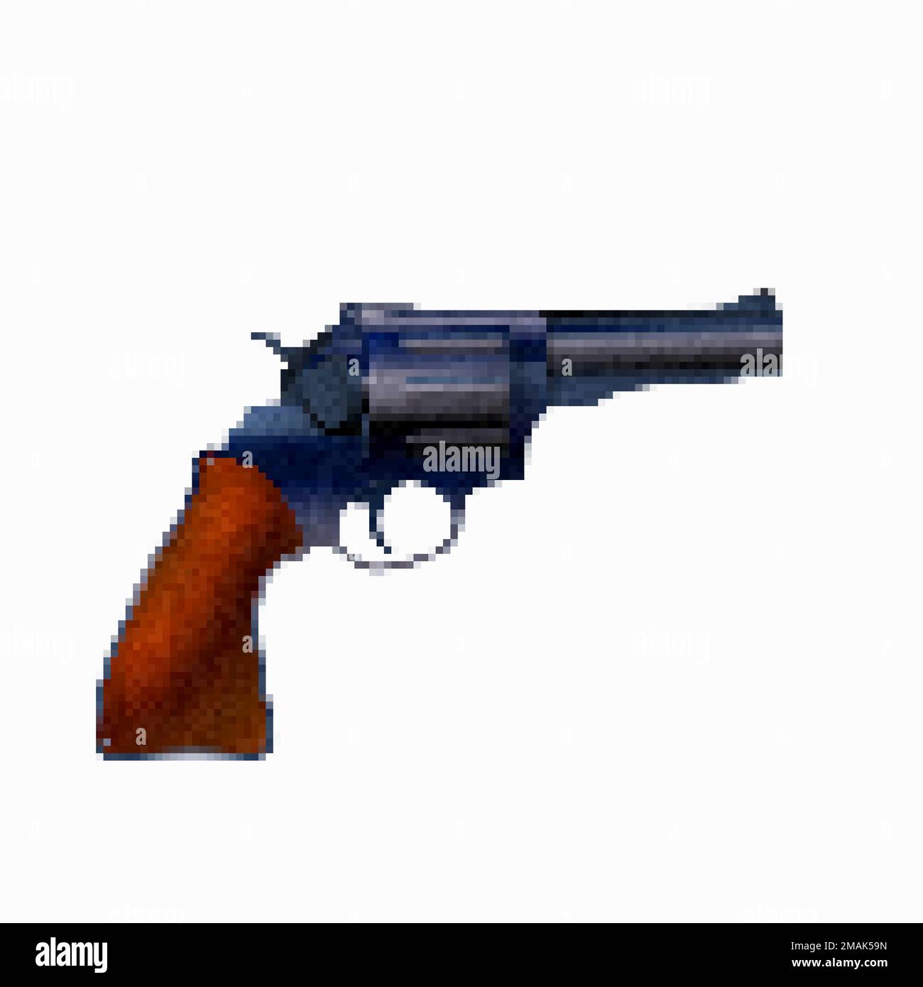 Icona del vettore di arte pixel a 8 bit della pistola su bianco Illustrazione Vettoriale