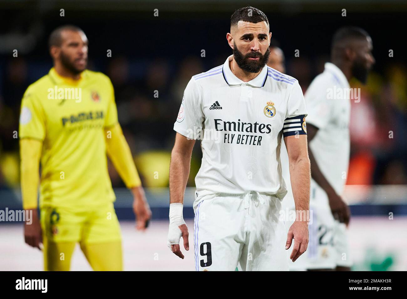 Spagna. 19th Jan, 2023. Karim Benzema (Real Madrid, #9) reagisce Credit: Saolab/Alamy Live News Foto Stock